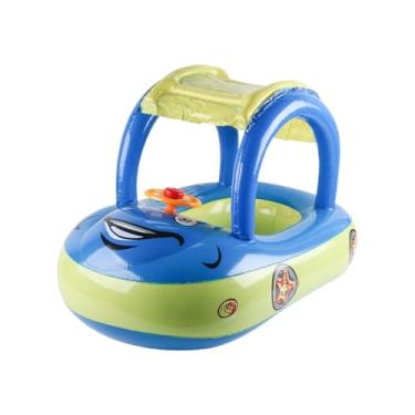 Imagem de Bóias Para Crianças Pequenas | Bóia Infantil Para Piscina | Brinquedo Flutuador Inflável Forma de Carro com Toldo para Água Lago Piscina Verão