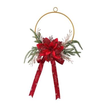 Imagem de KiBcsLic Guirlanda de Natal em formato de arco, enfeite de parede, decoração de Natal versátil, cabide para porta de entrada, para ambientes internos e, Vermelho