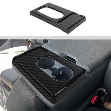 Imagem de JWWY Acabamento da tampa do painel do apoio de braço dianteiro compatível com Ford F150/F250/F350/F450 2021-2025, fibra de carbono (serve para modelos de banco dianteiro)