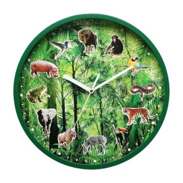 Imagem de Ｂｅｓｇａ Relógio de parede com sons de animais, com 12 sons diferentes, versátil, leve e alimentado por bateria, com 30 cm de diâmetro. Ideal para casa e