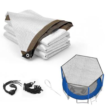 Imagem de Inlisy Cobertura de sombra de trampolim de 3,5 a 3,5 m, 6 polos, redonda, tamanho grande, somente barraca, capa de trampolim, proteção solar, cobertura de trampolim fácil de instalar (prata, 4 pés)