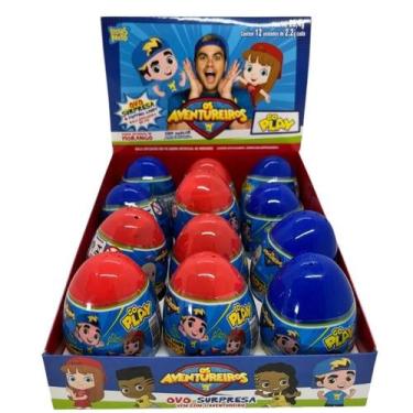 Imagem de Ovo Surpresa Os Aventureiros GoPlay Bala em Pó Morango 12x2,2g - Ricla