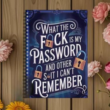 Imagem de Caderno de registro de senha espiral, organizador de login na Internet e computador para gravação de nome de usuário e senha do site, guarda senha de casa ou escritório, azul