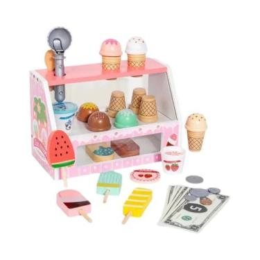 Imagem de Brinquedo De Madeira Infantil De Sorvete Para Brincadeira De Faz De Co