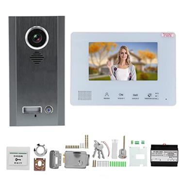Imagem de Qinlorgo de Campainha de Interfone Com Vídeo Porteiro de 2 Fios Monitor HD de 7 Em Aço Inoxidável Campainha Inteligente Com Visão Noturna Fechadura de Controle Elétrico Câmera (1 família