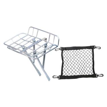 Imagem de YIJU Suporte de carga dianteiro para bicicleta, cesta de bicicleta, equipamento de ciclismo versátil e, acessórios resistentes e práticos para, Versão Prata Alta