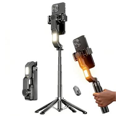Imagem de Estabilizador Celular Gimbal com Luz de Gravar Video Iluminação Rotação 360° Compatível com Vlogs YouTube, TikTok