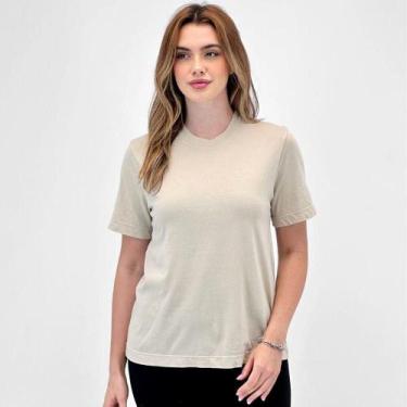 Imagem de Blusa Hering Básica Manga Curta Feminina, P, Alcaparras