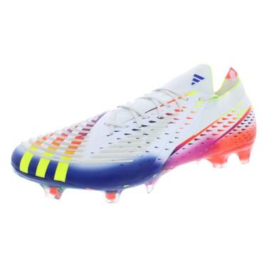 Imagem de adidas Chuteira masculina Predator Edge.1 Firm Ground, Branco/azul/laranja, 11.5 Women/10.5 Men