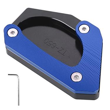 Imagem de Padra de kickstand de motocicleta grcfumo, placa de suporte a pé de liga de alumínio, substituição de extensor de ponta para o V STROM 650XT DL650 2004-2020 (Azul)
