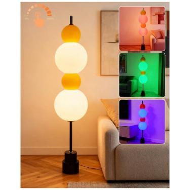 Imagem de Luminária de piso ACOHOOK globo amarelo RGB LED dimerizável toque 3000K E26 110V