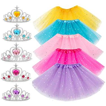 Imagem de 10 peças de acessórios de coroa, tutu de princesa, tiara de balé, saia tutu para meninas, lembrancinhas de festa à fantasia, Multicolorido1, Tamanho Único
