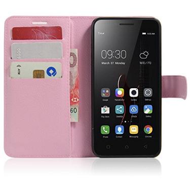 Imagem de Capa carteira Lenovo VIBE C/A2020, capa carteira flip de couro PU premium com compartimento para cartão, suporte e fecho magnético [capa interior à prova de choque de TPU] Compatível com Lenovo VIBE