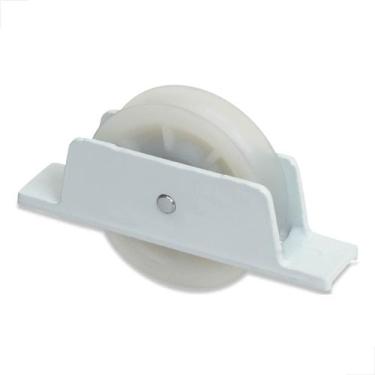 Imagem de Roldana Nylon Para Portão 70x18 Cavalete Aberto Branco - Fast Vidros