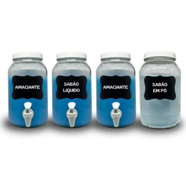 Imagem de 4 Recipientes Para Sabão em pó, Amaciante, Alvejante e sabão liquido -