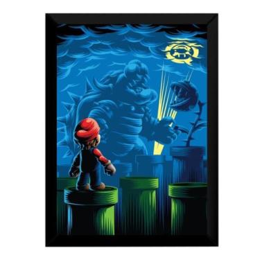 Imagem de Quadro Game Super Mario Bros Arte Bowser Poster Moldurado - Fanarte