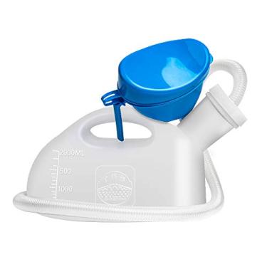 Imagem de Mictório portátil com tampa de rosca para mulheres e homens, OOCOME 1,94 l vaso sanitário acampamento móvel viagem sem derramamento urinol condução urinol garrafa de xixi para hospital acampamento carro viagem (branco)