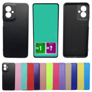Imagem de Kit Capinha Capa Aveludada Para Moto G55 + Pelicula Ceramica - Mustang