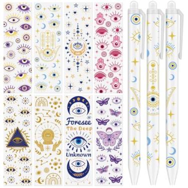Imagem de Peacoblue Adesivo de transferência UV DTF Envelopes de caneta Olhos místicos - 48 peças à prova d'água impressão HD UV DTF caneta adesivos adesivos para caneta lápis DIY personalizada artesanato