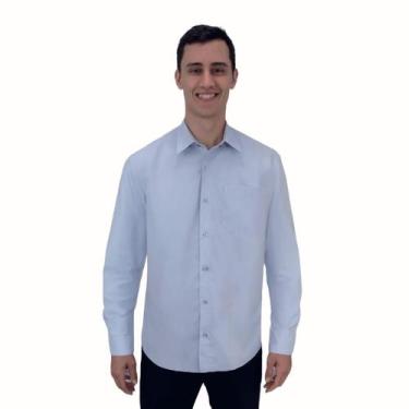 Imagem de Camisa Social Masculina Manga Longa Slim Tricoline - DEMORGAN, Azul, M
