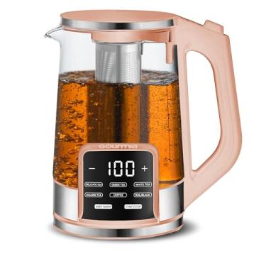 Imagem de Gourmia Chaleira de vidro programável elétrica – Chaleira de chá e café com controle de temperatura de 1,7 L com tela digital sensível ao toque, 6 predefinições, mantém quente, infusor removível de