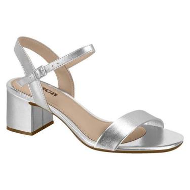 Imagem de Sandalia Feminina Moleca Salto Bloco Grosso Social 5496101, Prata, 37