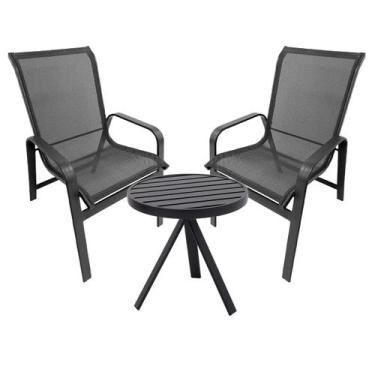 Imagem de Conjunto De 2 Poltronas/Cadeiras com 1 Mesa Lateral Aluminio - Sarah M