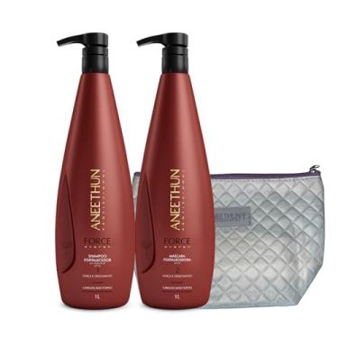Imagem de Kit Aneethun Force System Shampoo 1L + Máscara 1Kg Tratamento Profissional de Força, Brilho e Crescimento Saudável, Colágeno e Aminoácidos
