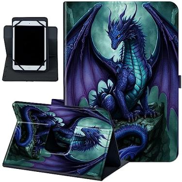 Imagem de Capa para tablet de 6 7 polegadas, capa universal para tablet eReader de 6 a 7 polegadas, série Kindle e-Reader de 7 polegadas, suporte fino de couro PU, capa fólio com suporte giratório de 360 graus, visualização múltipla, Dragon