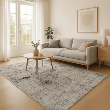 Imagem de Tapete Jacquard Boho: Design Geométrico Moderno para Sua Sala de Estar Grande - Antiderrapante (Obra Arte Branco/Preto,1.00x1.35)