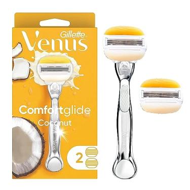 Imagem de Gillette Venus Comfortglide com cabo de barbear feminino Olay Coconut + refil de lâmina, prata, 2 unidades