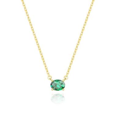 Imagem de MYJEWR Colar feminino com pingente de zircônia cúbica banhada a ouro 14K S925 - presentes para mãe, joias de ouro e presentes de aniversário para ela, one size, Metal, Zircônia cúbica