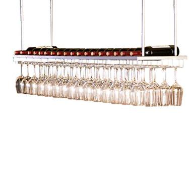 Imagem de Rack de vinho rústico ajustável de parede - Armazenamento independente para garrafas e taças, suporte de prata retrô, 150 x 30 cm - Perfeito para decoração de bar e cozinha