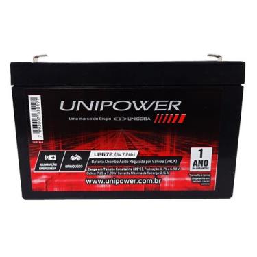 Imagem de Bateria Selada 6v 7,2ah Unipower - Carro, Moto Eletrica