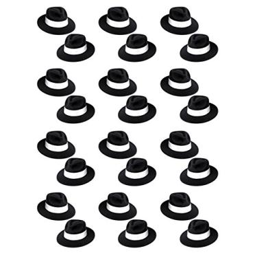 Imagem de Beistle 60057-25 25 chapéus Fedora de veludo com faixas, preto/branco