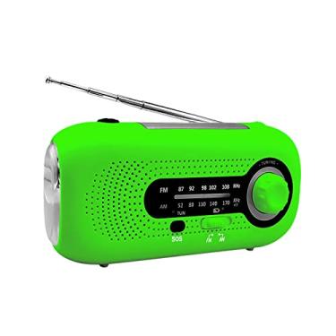 Imagem de HUIOP Wind Up Rádio Solar Alarme SOS AM/FM Emergência Rádio Solar a Manivela Rádio Alimentado com Bateria Recarregável 4 Modos Entrada de Fone de Ouvido Porta USB para Acampamento Ao Ar Livre