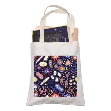 Imagem de LEVLO Microbiologia Bactérias Bolsa de Compras Ciência Arte Biólogo Reutilizável Livro Tote Bag Presente para Professores, Bactérias microbiológicas, Large