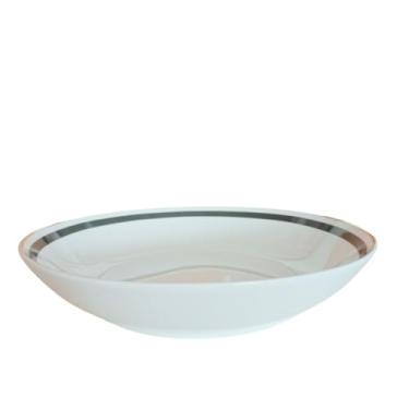 Imagem de Prato Fundo Porcelana Filete Ouro Legacy Gold 20,5cm 6un L`Hermitage (branco com borda verde e dourada)