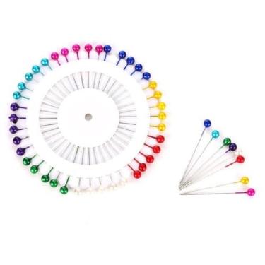 Imagem de Alfinete Coloridos Para Costura Kit Com 2 Discos Com 40 Unidades Cada 