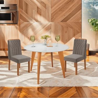 Imagem de Mesa de Jantar Tampo com Vidro Redonda 90x90cm Slim