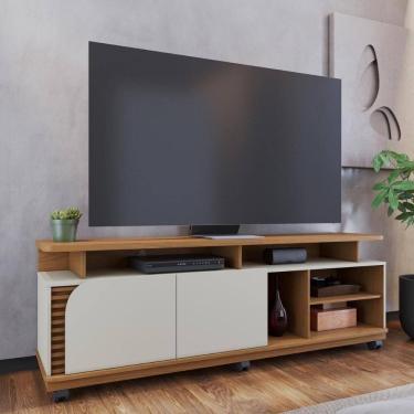 Imagem de Rack Bancada 2 Portas Com Rodízio Jurerê - Freijó Off White Matte