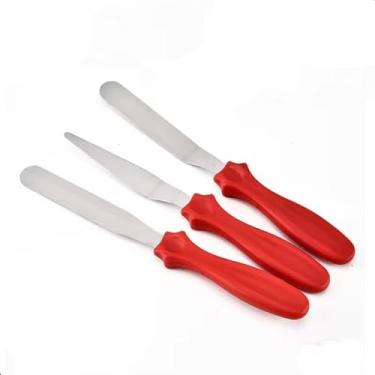 Imagem de Jogo 3 Espátulas Diferentes Para Confeitar Bolos Tortas Inox Para Cobertura Chantilly Decorar Artística Confeitaria