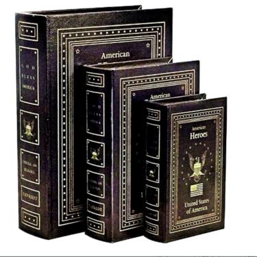 Imagem de Livro Decorativo Kit 3 Cofre Fake Organizador Porta Joias Documentos Objetos Vintage Retro Armazenamento Secreto Madeira