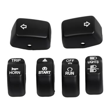 Imagem de YDLMT 6 peças pretas para motocicleta, controles manuais, botões, capas adequadas para Harley Dyna Fat Bob Softail Deluxe FLSTN Sportster XL 883 1200