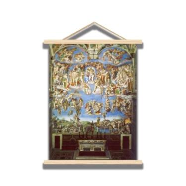 Imagem de OKRA Pôster pendurado Michelangelo - Arte de parede em tela The Last Judgment - Murais decorativos históricos - Decoração de móveis legais para quarto de banheiro de hotel - Arte de pendurar em