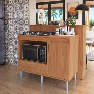 Imagem de Kit Bancada Ilha para Cozinha + Balcão Para Cooktop 1,05m 5 Bocas Turi