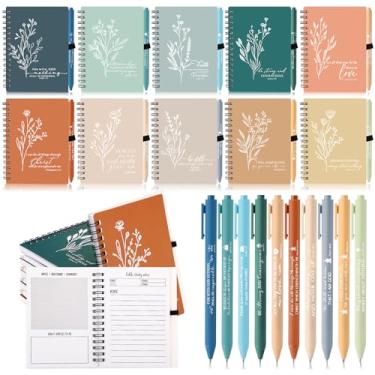 Imagem de Resurhang 20 peças de presente cristão em massa versículo bíblico diário espiral com caneta esferográfica, bloco de notas religioso, inspirador, presente para mulheres e homens, igreja, escola