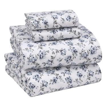 Imagem de Lençóis de flanela Queen Size da RUVANTI – Lençóis de cama escovados duplos 100% de algodão, bolsos profundos, 40,6 cm, respirável e extra macio para todas as estações, quente e aconchegante, 4 peças