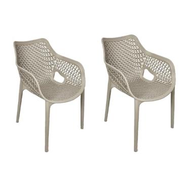 Imagem de Kit com 2 Cadeiras Poltrona Suits Cor Nude Resistente Jantar Área Externa Moderna Escritório