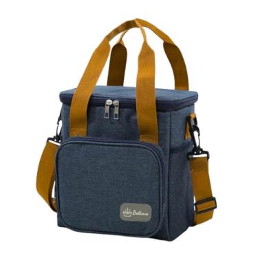 Imagem de Bolsa Térmica Grande Marmita Para Trabalho Viagens Academia Lancheira Térmica Com Alça Marmiteira (Azul)